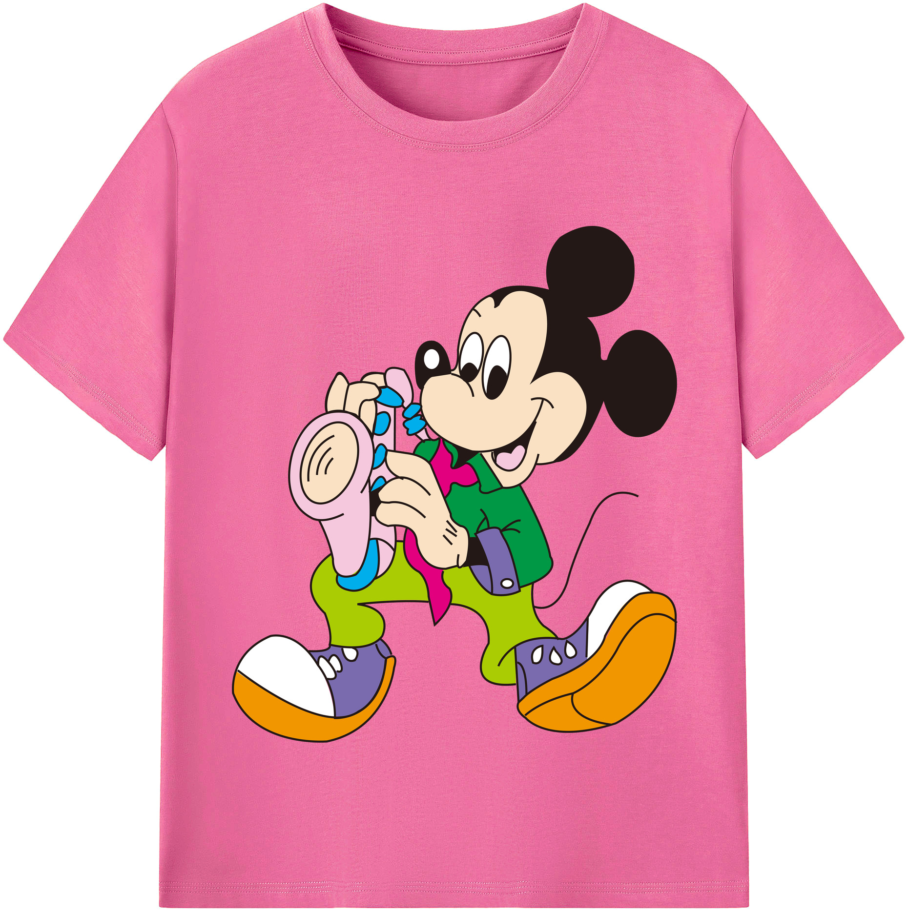 （画像用） ミッキーマウス Mickey Mouse レディースカジュアルプリントTシャツ（綿100％）